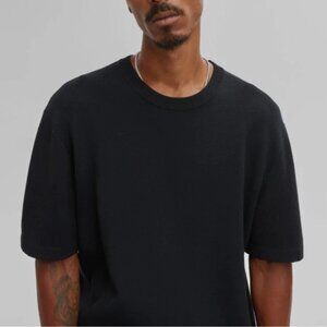 Mode of One Mens Relaxed Fit Short Sleeve Crewneck Sweater Deep Black L